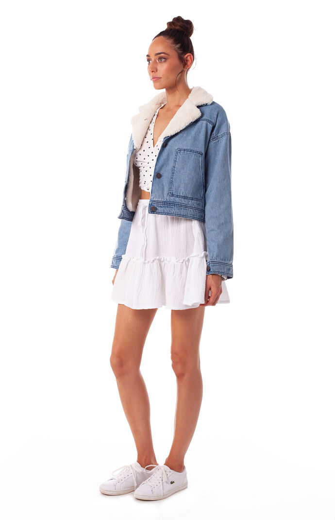 Sherpa Cropped Denim Jacket