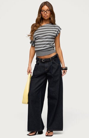 Kittie Striped Off The Shoulder Top image number 5