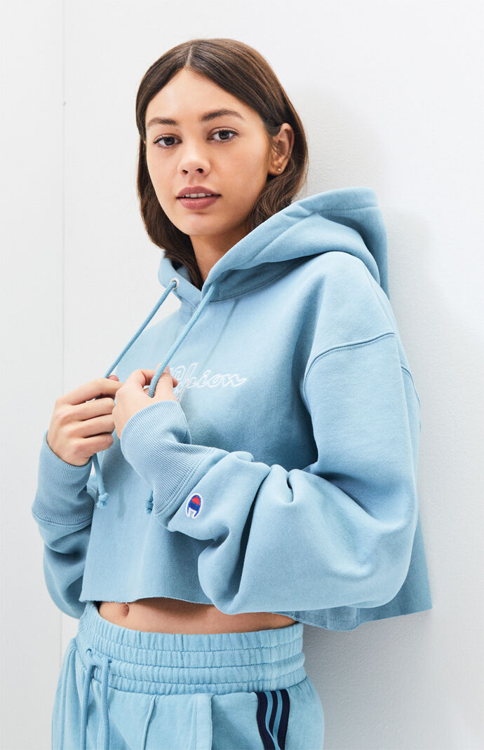 royal blue champion crop hoodie