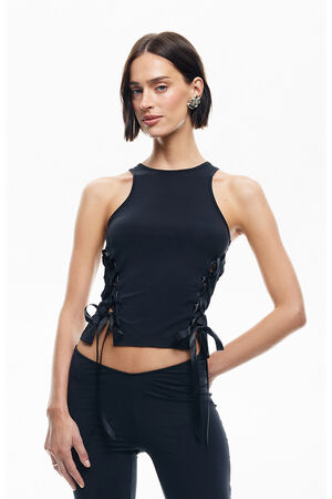 Bisous Lace-Up Top image number 1