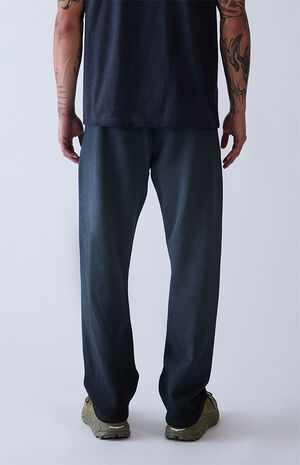 Black Washed Heavyweight Fleece Baggy Sweatpants image number 6