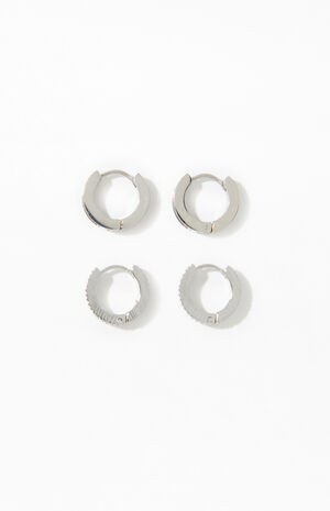 2 Pack Silver Hoop Earrings image number 2