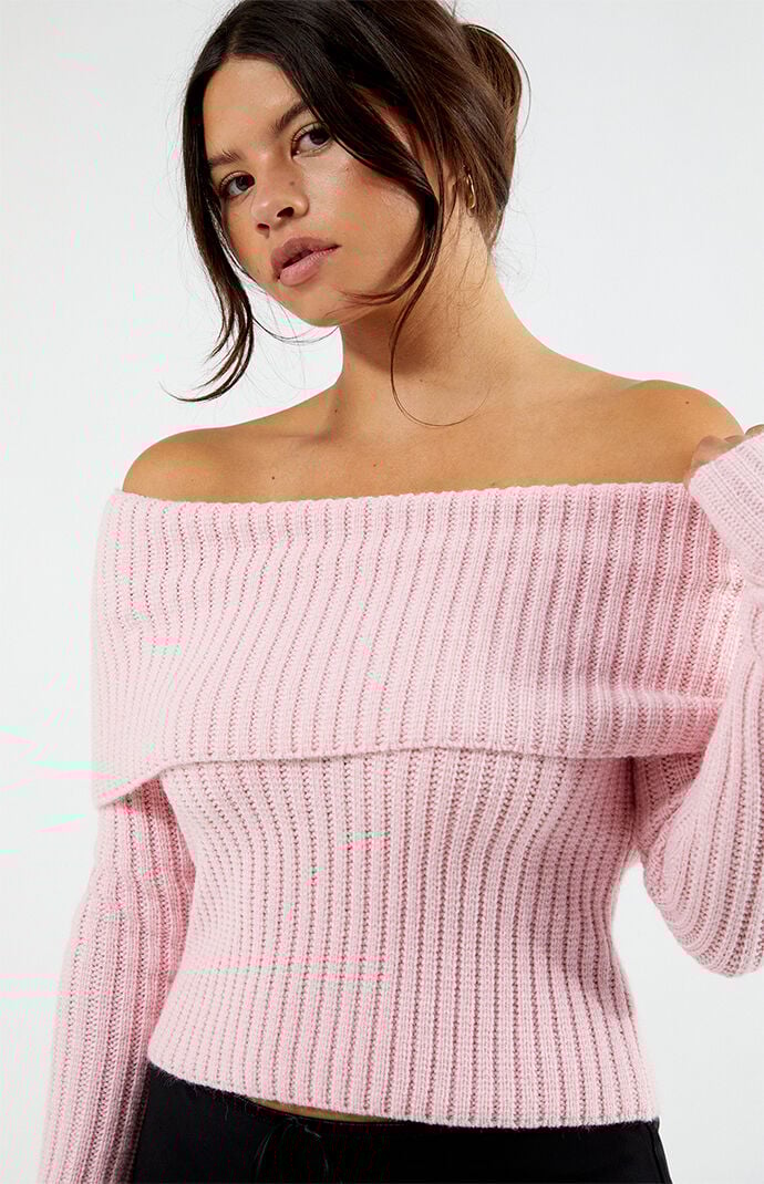 LA Hearts Calista Fold-Over Off-The-Shoulder Sweater | PacSun