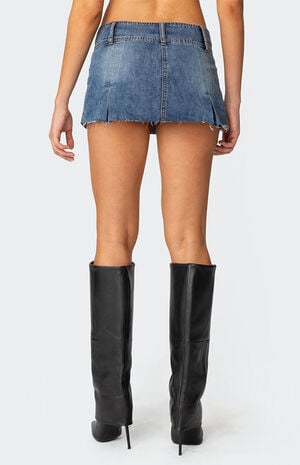 Vintage Washed Denim Mini Skort image number 4