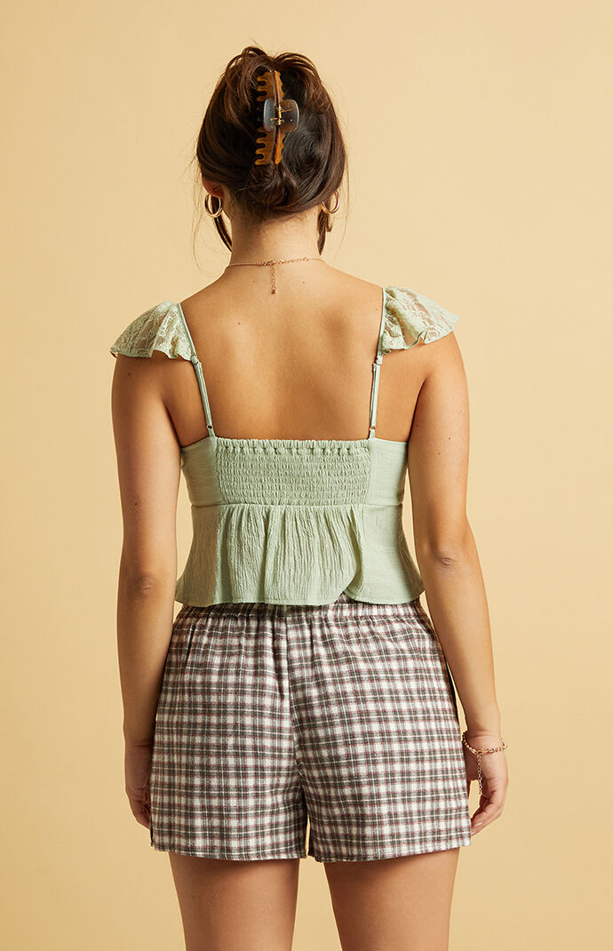 Beverly and Beck Green & White Flannel Boxer Shorts | Pacsun