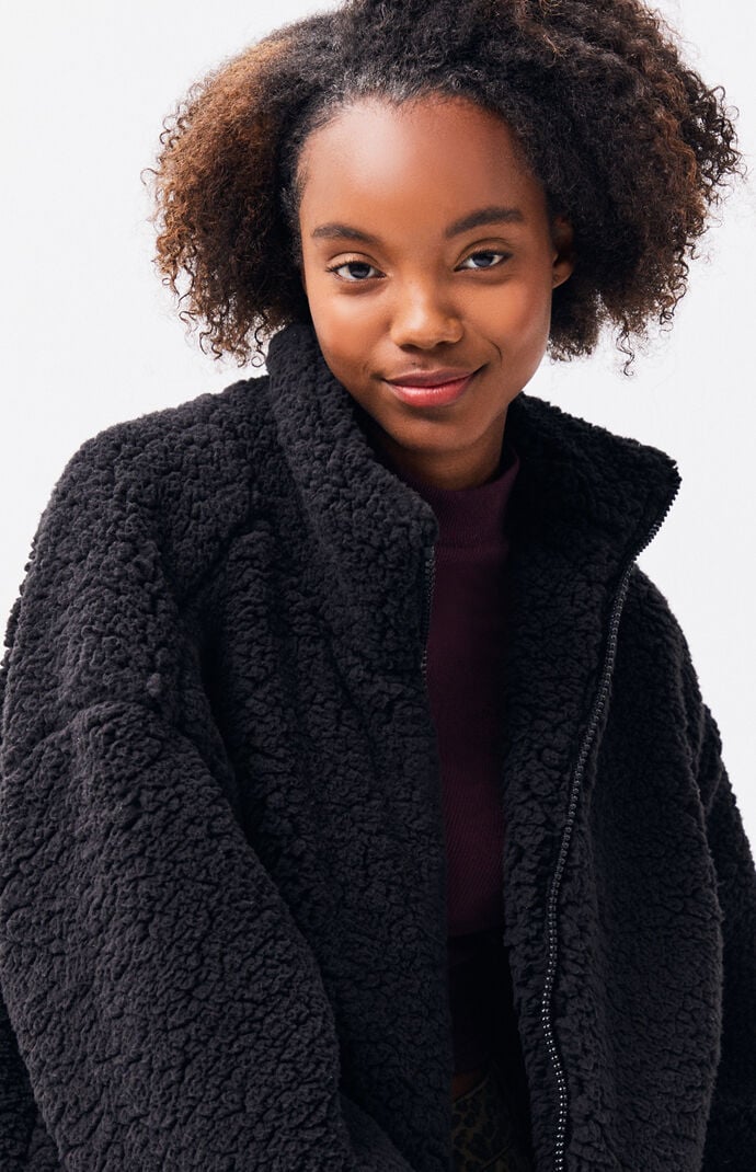 Long black sherpa jacket