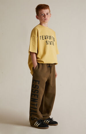 Kids Olive Fleece Relaxed Sweatpants image number 2