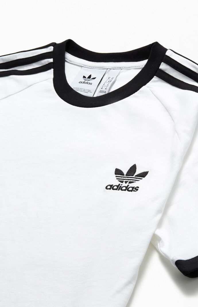 White & Black 3-Stripes Ringer T-Shirt
