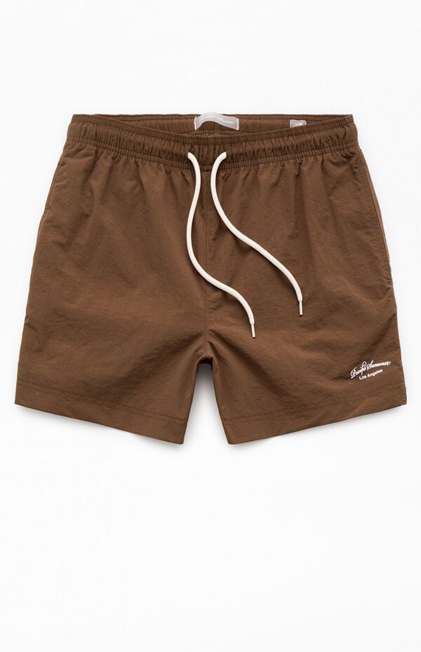 Pacsun Brown Collegiate 4.5'' Swim Trunks
