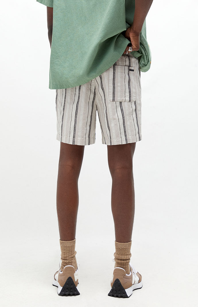 PacSun Cream Striped Cotton Volley 
