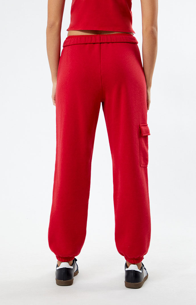 Pacsun Women s Pacific Sunwear Sport Cargo Sweatpants in Red Size Xs