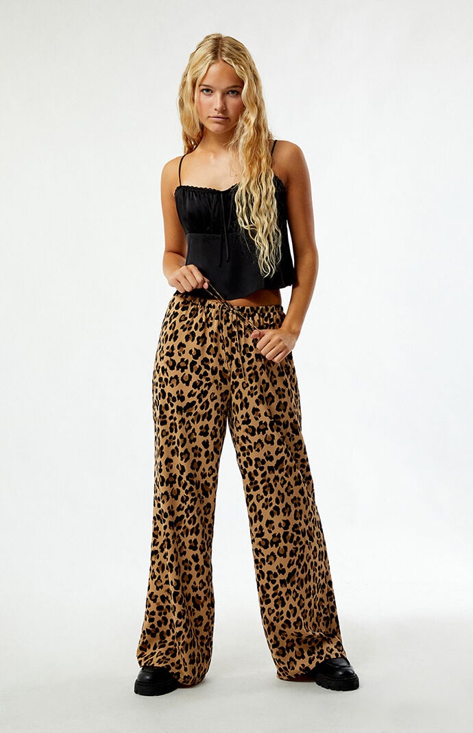 PacSun Leopard Pull-On Wide Leg Pants | PacSun