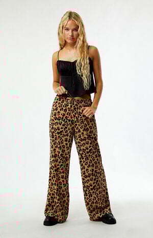 Leopard Pull-On Wide Leg Pants image number 1