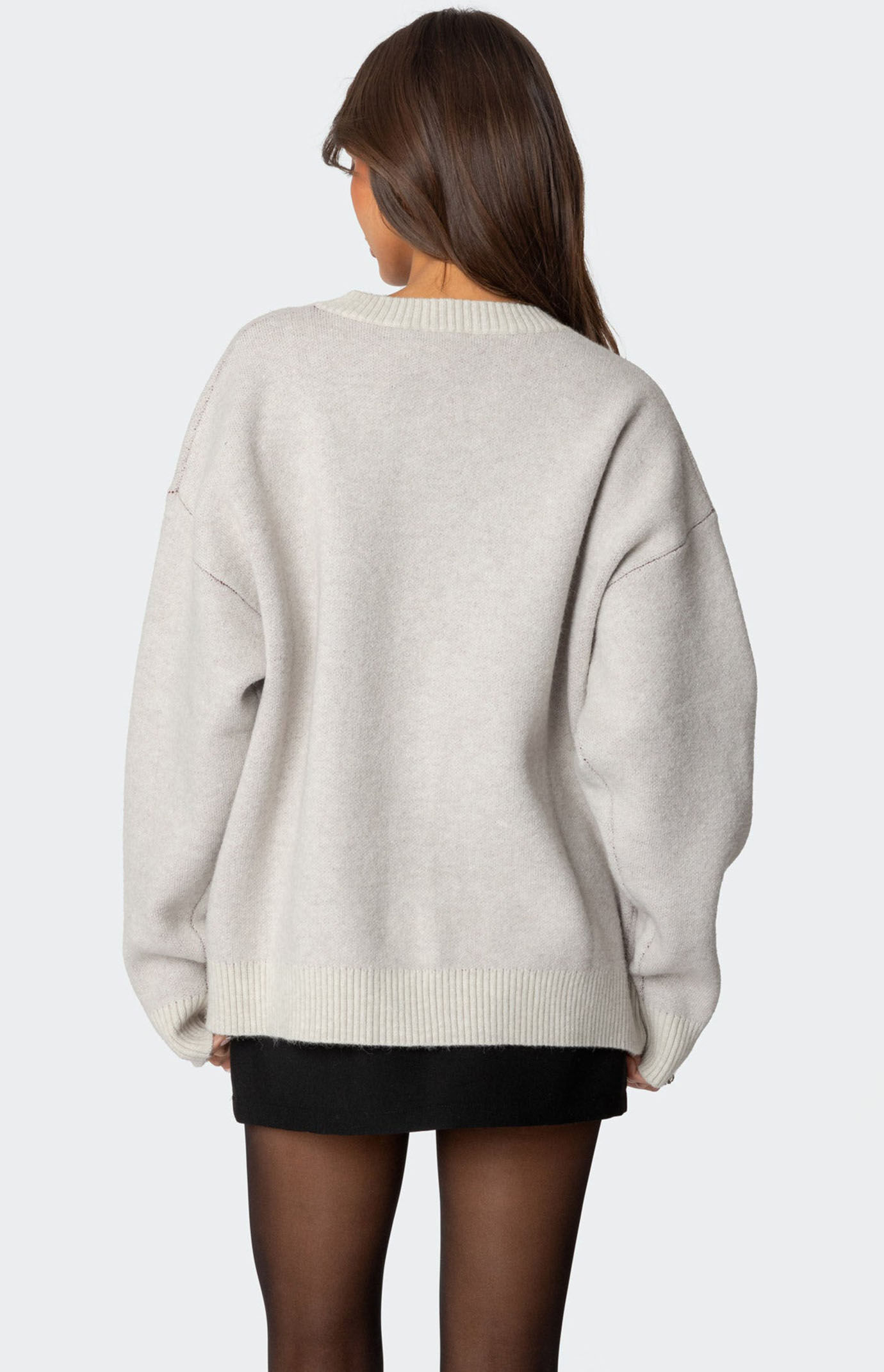 Sumleno Baggy Cable Knit Sweaters for Women V Neck Long