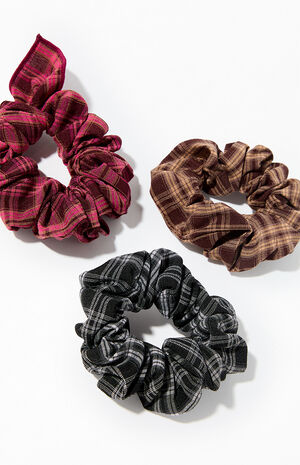 3 Pack Plaid Hair Scrunchies image number 2