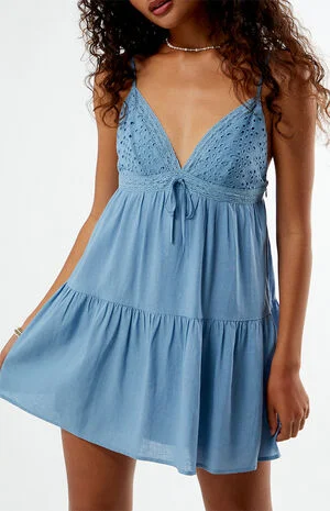 Eyelet Babydoll Mini Dress image number 4