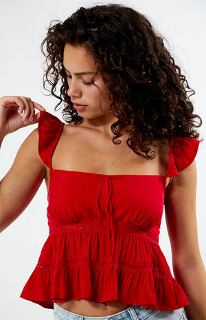 Ruffle Lace Babydoll Top image number 2