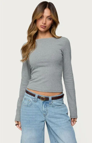 Loria Striped Boat Neck Top image number 1