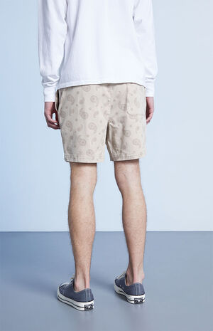 Brown Printed Twill Volley Shorts image number 4