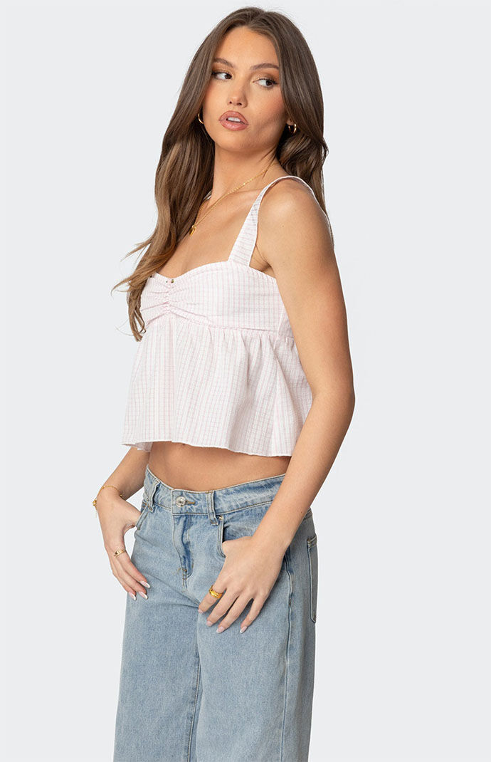 Edikted Linn Babydoll Gingham Top
