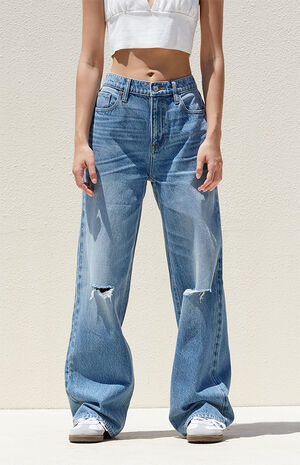 Medium Indigo Ripped Boyfriend Jeans image number 2