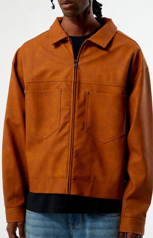 Tan Faux Leather Billie Gas Jacket image number 2