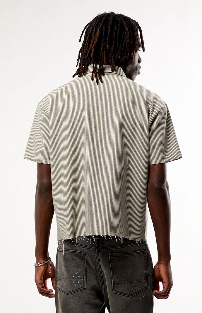 FORD Black and Cream Striped Quater Zip Shirt