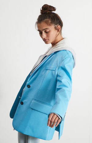 Faux Leather Oversized Blazer image number 3