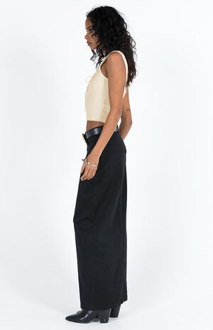 Eco Black Batkins Denim Maxi Skirt image number 3