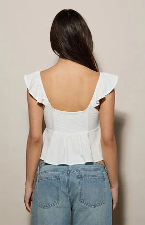 Keyhole Linen Babydoll Top image number 4