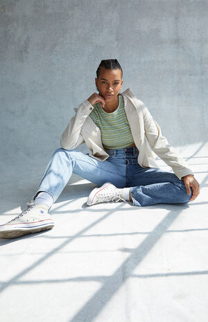 Eco Two-Tone Blue Dad Jeans image number 6