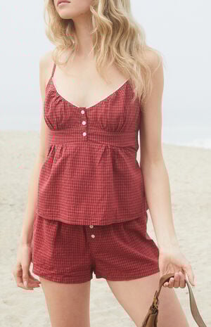 Burgundy Plaid Tiffany Tank Top