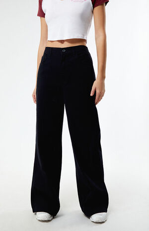 Black Elastic Waist Wide Leg Trousers image number 1