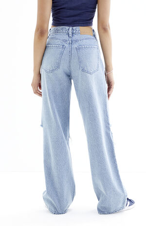 Cali Light Indigo Ripped Knee Baggy Boyfriend Jeans image number 3
