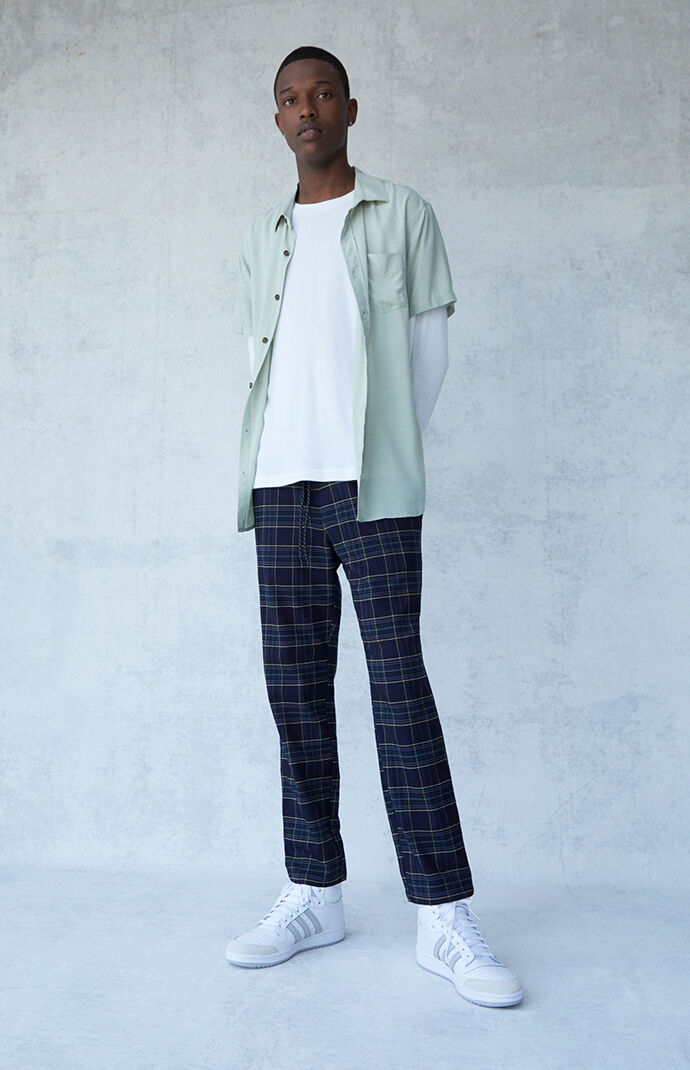 Arlo Navy Plaid Menswear Trousers