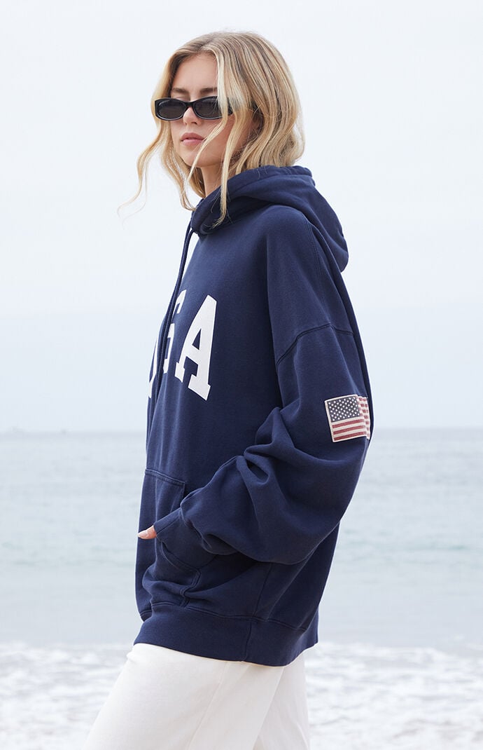 John Galt Navy Christie USA Oversized Hoodie