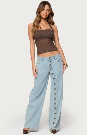 Zolah Lace Straight Neck Halter Top image number 4