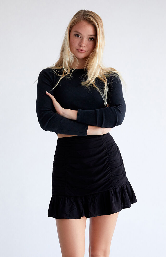 mini ruffle hem skirt