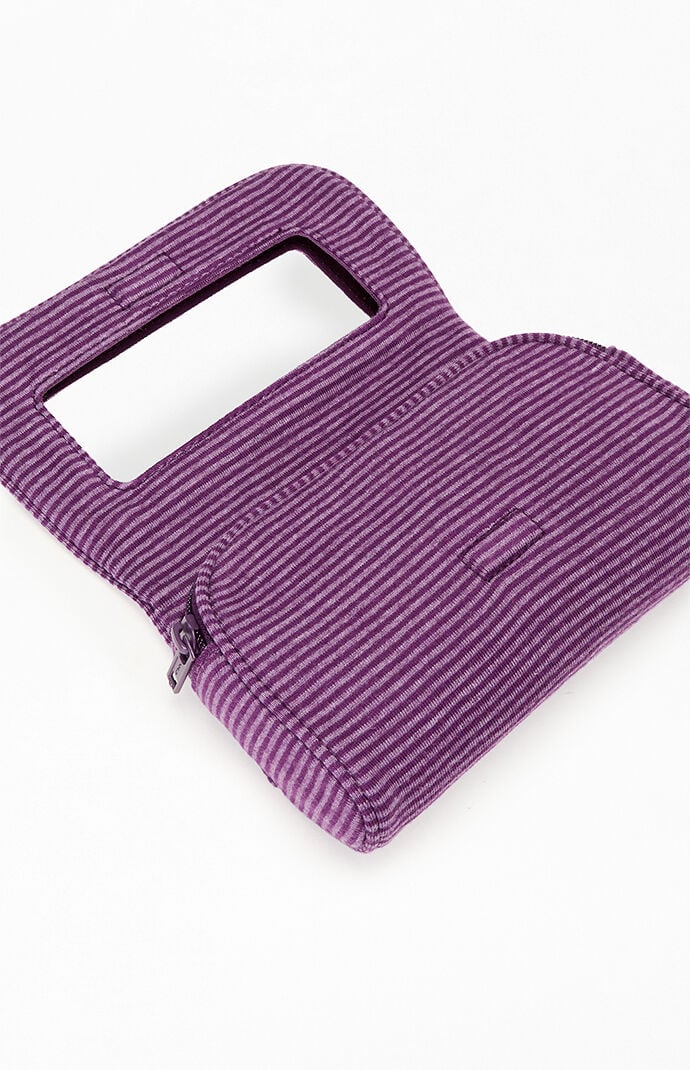 John Galt Violet Striped Makeup Bag