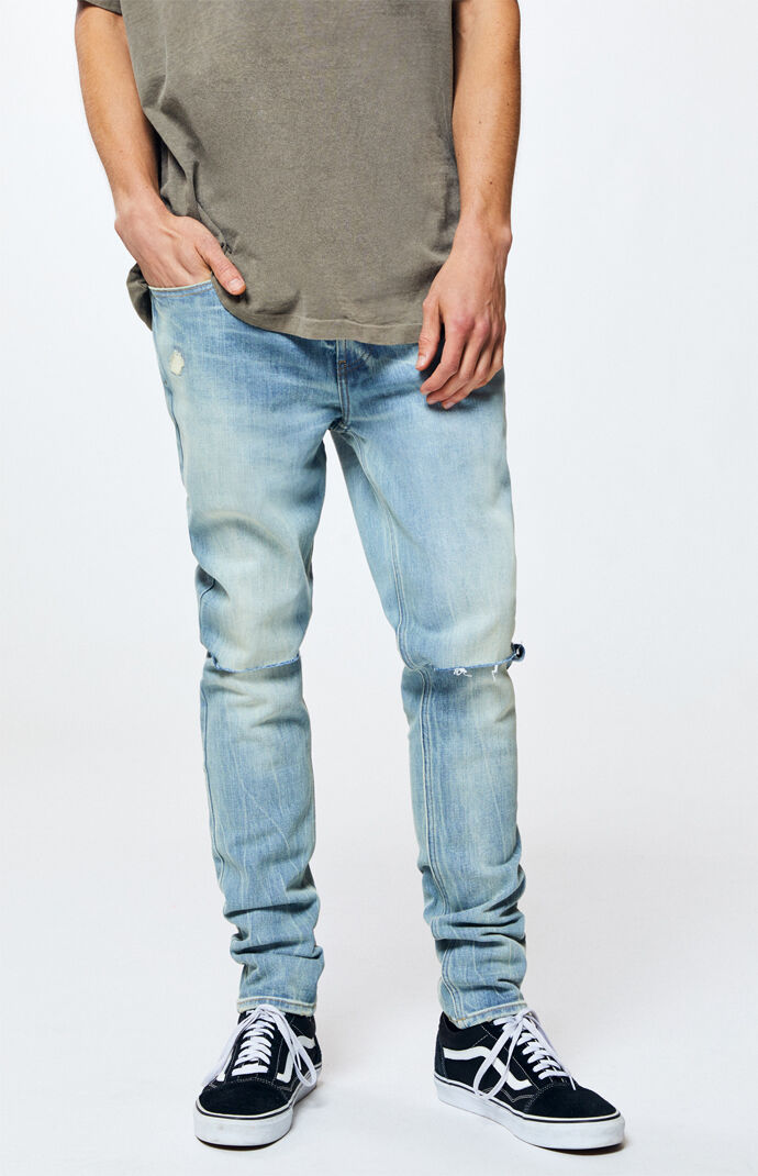 pacsun light ripped stacked skinny jeans