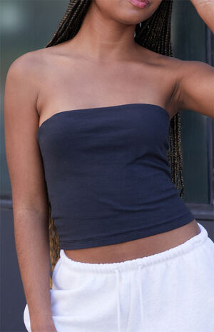 Black Amelia Cropped Tube Top image number 3