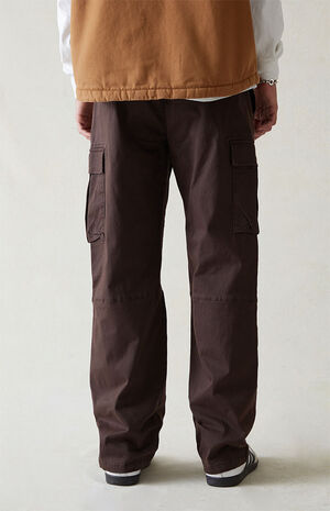 Stretch Canvas Brown Baggy Cargo Pants image number 4