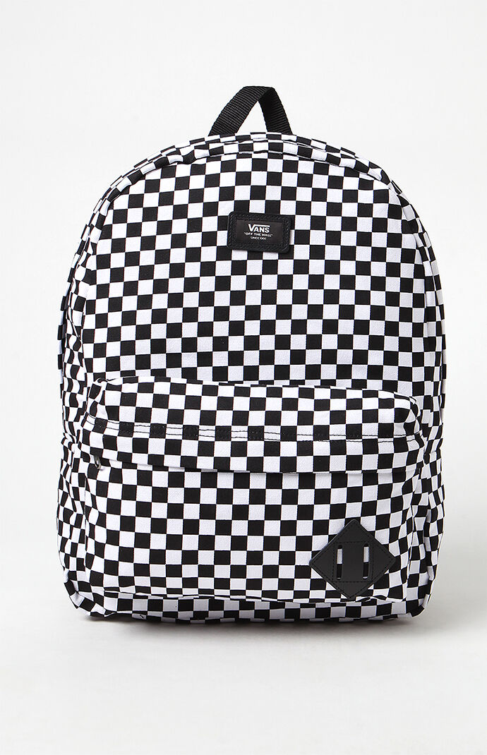 vans checkered backpack black and white