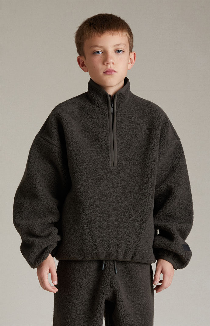 Kids Fear of God Essentials Ink Polar Fleece Half Zip Sweatshirt