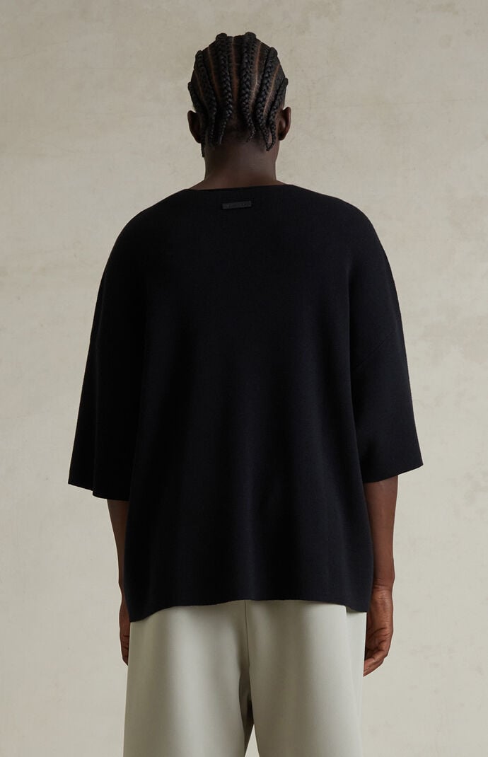 Fear of God ESSENTIALS Jet Black Merino Wool Short Sleeve Knit T-Shirt