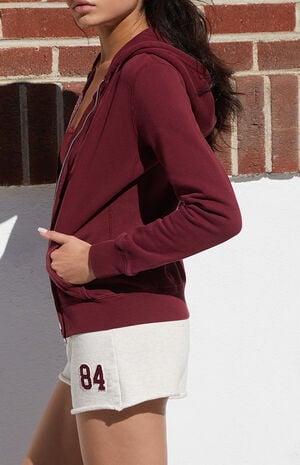 Burgundy Zip Up Hoodie image number 2