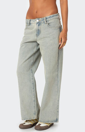 Petite Magda Low Rise Acid Wash Jeans image number 3