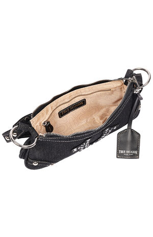Horseshoe Black Denim Shoulder Bag image number 7