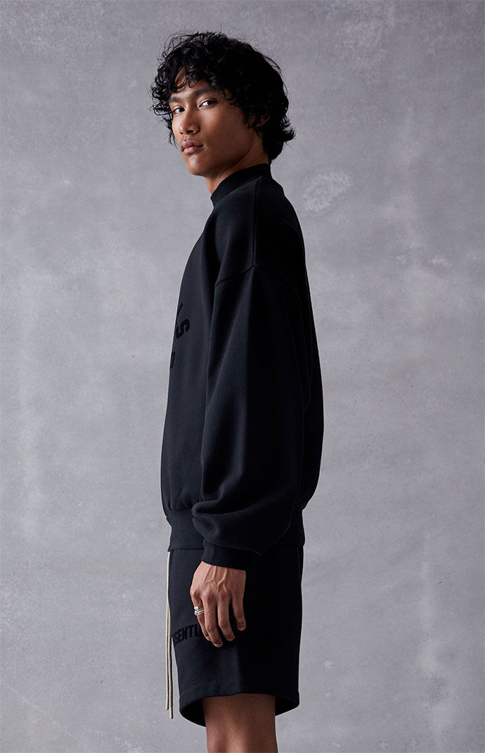 Fear of God Essentials Jet Black Crew Neck Sweatshirt | PacSun