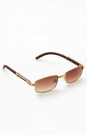 Metal & Wood Square Sunglasses image number 1